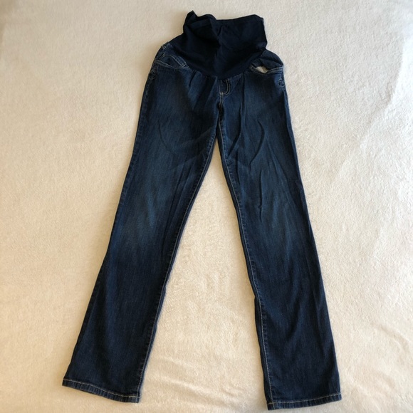 Indigo blue maternity jeans w/ embellished pockets - Picture 2 of 8